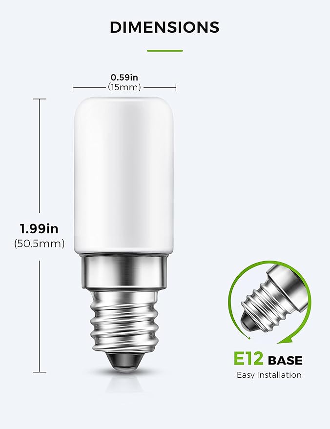LOHAS LED C7 S6 Night Light Bulb, 15 Watt Light Bulbs Equivalent(1.5W), Mini LED Bulb Candelabra E12 Base, Soft/Warm White 3000K LED, Small Light for Bedroom Salt Lamp(6 PACK) - Bloomnest