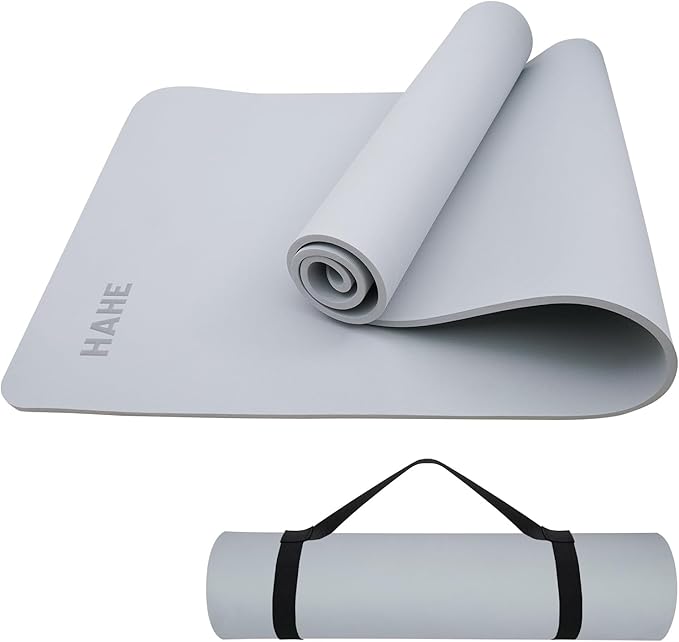 HAHE Yoga Mat Thick (8MM,1/3"), Eco-Friendly POE Non Slip Yoga Mat, High Rebound & Shock Absorption, Anti-Tear & Sweat-Resistant for Yoga, Fitness, Home, Workouts, Large Pilates Mats 72"x24" with Carrying Strap - Bloomnest
