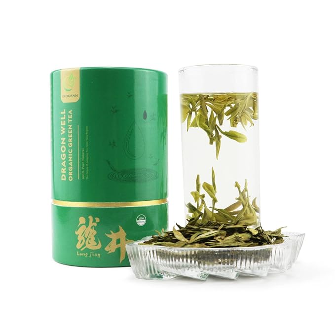 EFOOFAN USDA Certified Organic Longjing Green Tea Loose Leaf, 3oz, Buds Leaves Hand-Picked, Authentic Chinese Dragonwell Tea Origin, Premium and Edible Long Jing - Bloomnest