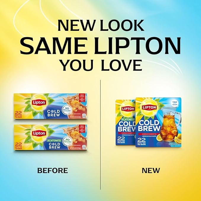 Lipton Cold Brew Iced Tea Bags, Family Size Iced Tea Bags, 132 Total Bags (22ct - Pack of 6) - Bloomnest