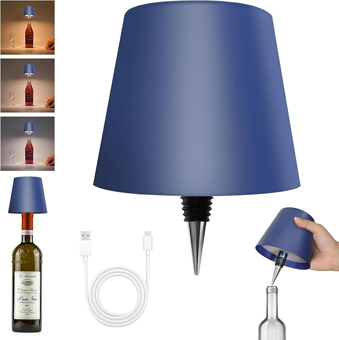 2025 New Wireless Bottle Lamp - LED Bottle Lights for Liquor & Wine Bottles, Cordless Lampshade, Whiskey Bottle Top Light, Bottle Stopper Night Light Kit, Rechargeable 3-Tone Touch-Dimmable - Bloomnest