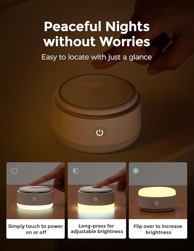 Momcozy Sound Machine for Baby-20 Soothing Sounds & Touch Warm Light Portable White Noise for Kids & Adults for Sleeping Timer and Memory | Ideal Travel Companion & Nursery Must-Have - Bloomnest