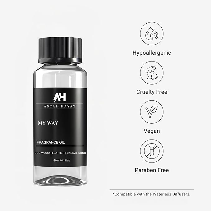 Diffuser Oil - My Way Diffuser Oil 120ml - Hotel Scent Inspired by 1 Hotel Miami Beach - Luxury Home Fragrance Blend with Lush Sandalwood, Leather & Beautiful Iris - Home Luxury Scent - Bloomnest
