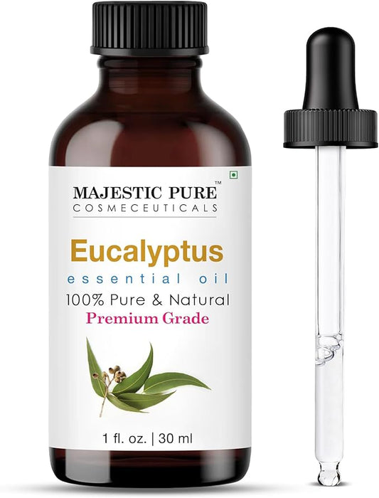 Majestic Pure Essential Oil with Glass Dropper - 100% Pure and Natural - Essential Oils for Diffuser, Aromatherapy, Soap and Candle Making, Eucalyptus Essential Oil, Eucalyptus Oil, 1 Fl Oz - Bloomnest