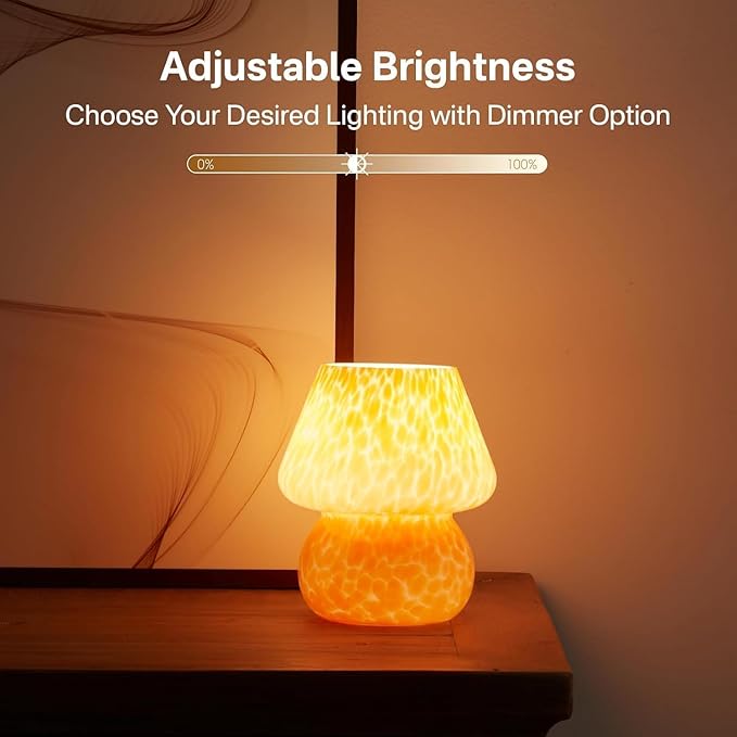 Mushroom Lamp Table Lamp for Bedroom,Small Desk Bedside Lamps for Living Room,Mushroom Decor Cute Mini Modern Mid Century Lamps for Night Stands,Aesthetic Home Living Room Decor(Flame Orange) - Bloomnest