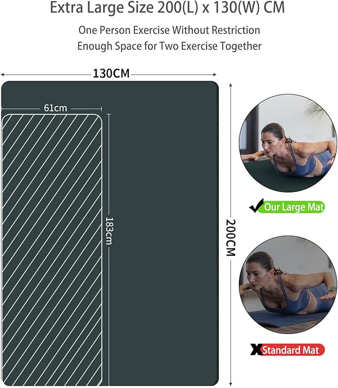 Large Yoga Mat 78"x 51" 20mm/15mm Thick Workout Mats for Home Gym, Extra Wide Workout for Women Men Gym Flooring Exercises - Bloomnest