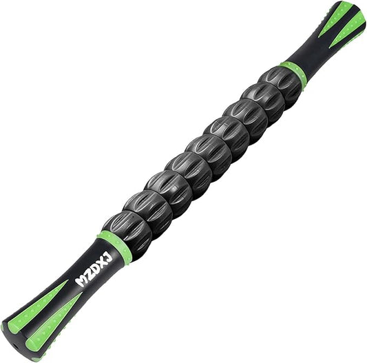 Muscle Roller Massage Roller Stick- Deep Tissue Fascia Blaster for Myofascial Pain Relief, Lymphatic Drainage & Body Sculpting, Handheld Physical Therapy & Recovery Tool (Green black-18 inch) - Bloomnest