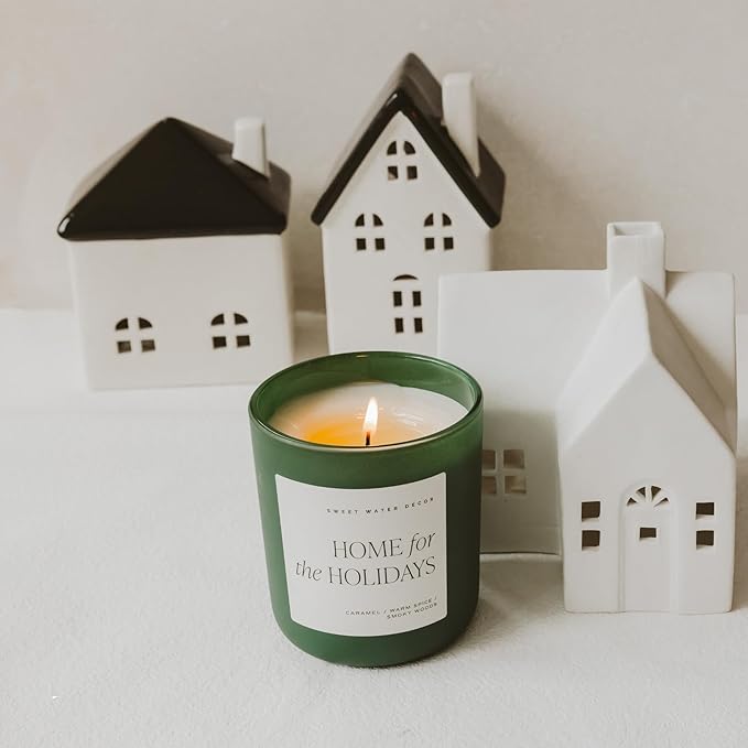 Sweet Water Decor Home for The Holidays Christmas Scented Candles - Christmas Stocking Stuffers Soy Candles Clove Scent - Christmas Candles with 70 Hours Burn Time - 15Oz Green Matte Jar Wax Candles - Bloomnest