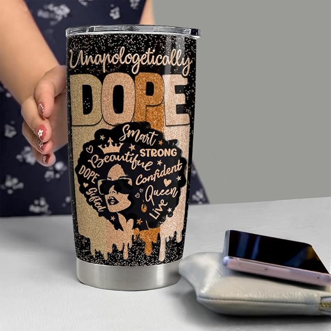 SANDJEST Inspirational Gifts for Women Black Woman Inspiration Tumbler 20oz Stainless Steel Insulated Coffee Travel Mug Cup Motivational Gift for Women Birthday Christmas - Bloomnest