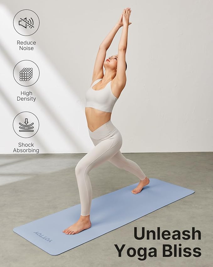 Yoga Mat,Non-Slip TPE Exercise Mat(1/4 Inch) for Pilates, Fitness & Barefoot Workouts, Home Gym Studio with Strap & Bag - Bloomnest