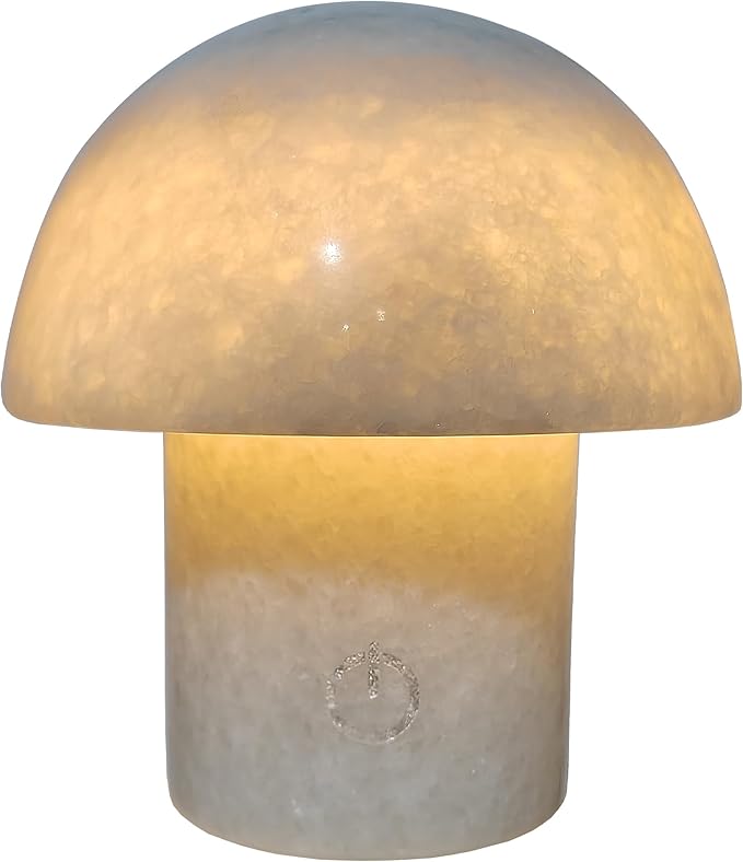 Rechargeable Mushroom Night Light - Dimmable Natural Marble Stone Table Lamp, LED Touch Light for Bedside, Meditation, Entryway, Gift Idea - Bloomnest