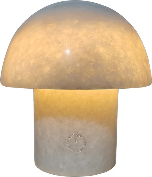 Rechargeable Mushroom Night Light - Dimmable Natural Marble Stone Table Lamp, LED Touch Light for Bedside, Meditation, Entryway, Gift Idea - Bloomnest