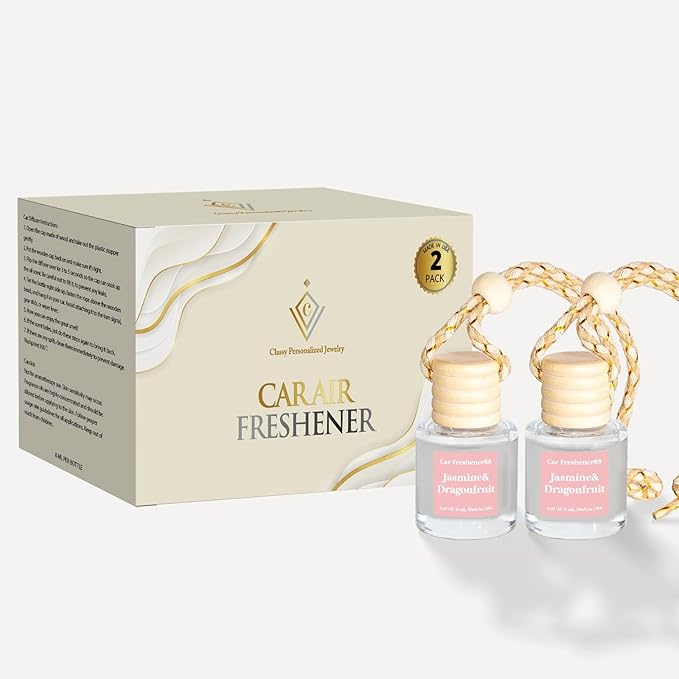 C Classy Car Air Freshener Hanging 2 Pack, Jasmine Essential Oil Diffuser, Long-Lasting Fragrance, Cute Car Accessories for Women & Men, Made in USA CCLASSYPERSONALIZEDJEWELRY