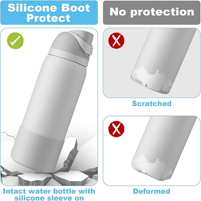 2PCS Silicone Water Bottle Boot for Owala 24oz 32oz 40oz, Anti-Slip Protective Sleeve Bottom Bumper Protector for FreeSip, Twist, and Flip Stainless Steel Water Bottles Alwenid