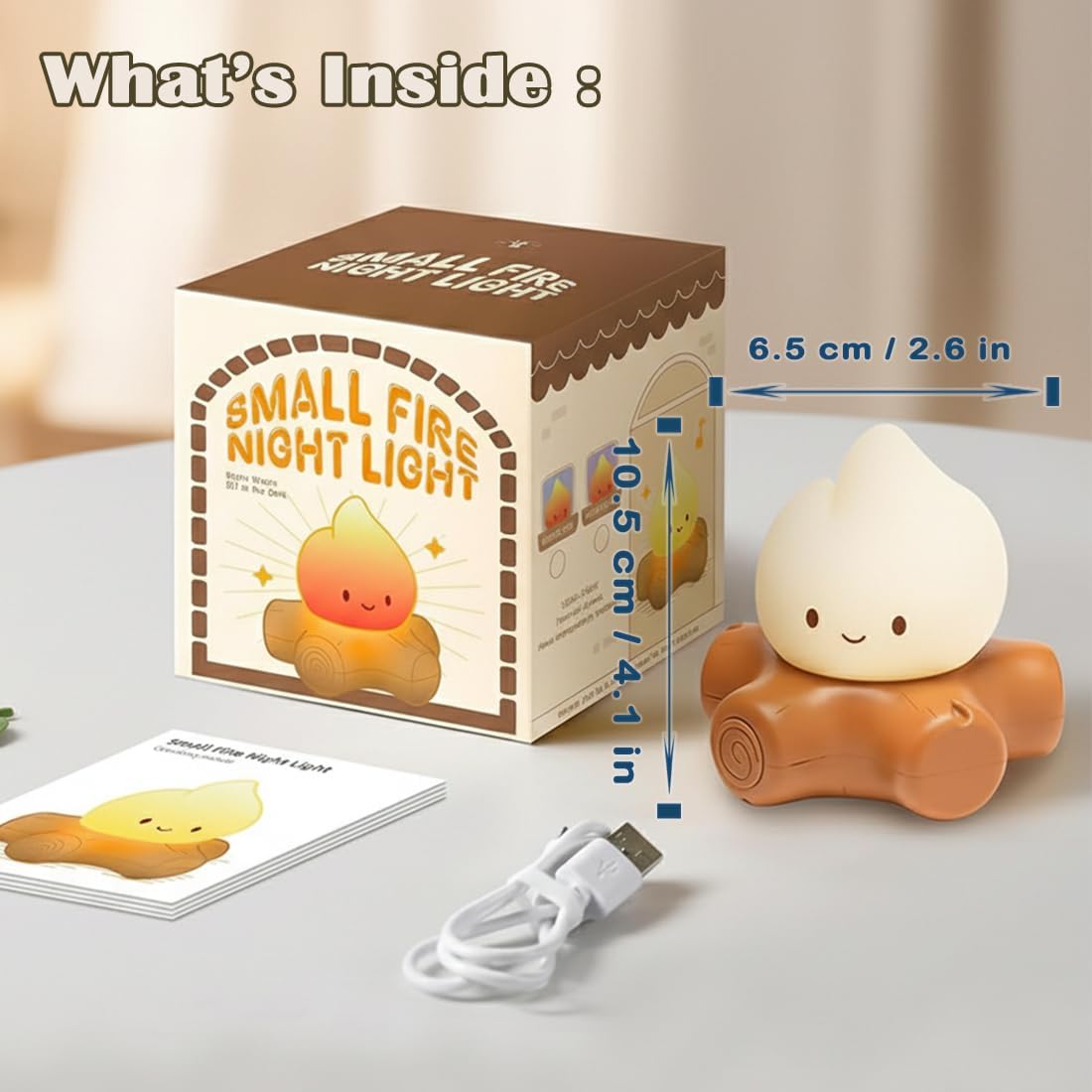 Campfire Night Light, Cute Bonfire Gifts, Silicone Night Light with Candle Mode, 5 White Noise Mode, Rechargeable Bedroom Decor, Gift for Children, Teens, Adults, Halloween, Christmas & Birthdays