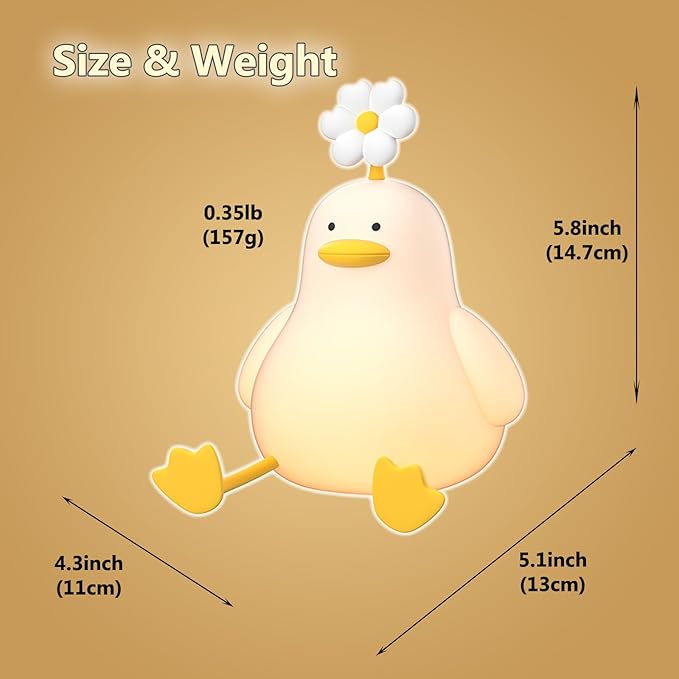 Cute Cartoon Nursery Night Lights, Animal Design Safe Silicone Soft LED Nursery Lamp for Toddler Room Decoration (Flower Duck) - Bloomnest