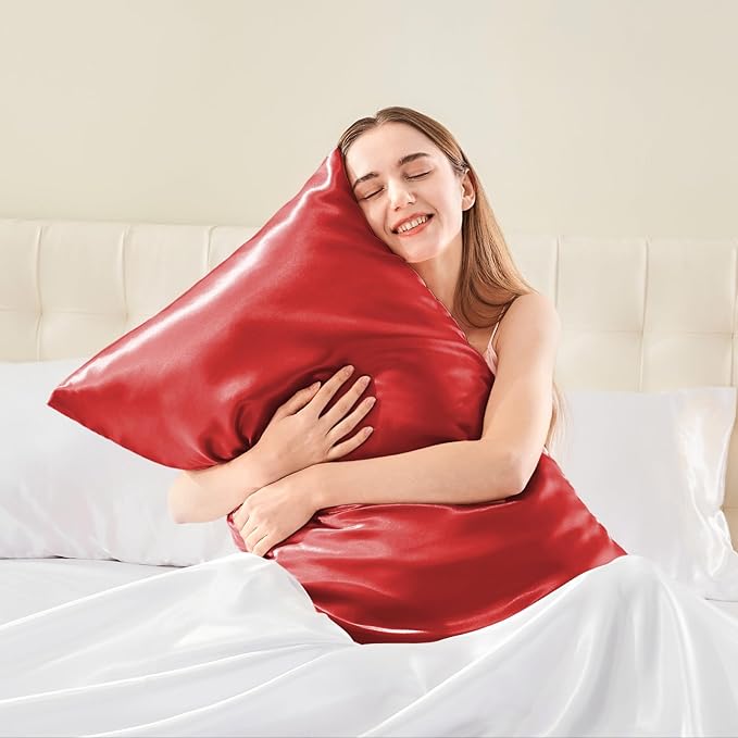 BEDELITE Satin Body Pillow Cover, Super Soft and Cooling Body Pillow Pillowcase for Hair and Skin, Breathable Silky Full Long Pillowcase Cover(20"x54", Baked Apple) - Bloomnest