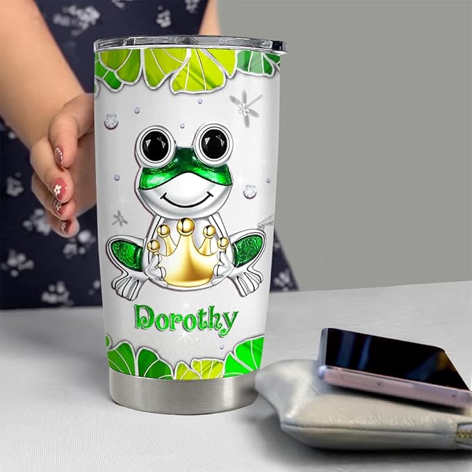 SANDJEST Personalized Frog Tumbler Cute Drinking Cup Jewelry Style 20oz 30oz Tumblers with Lid Gift for Women Girl Daughter Sister Animal Lovers Christmas Birthday - Bloomnest