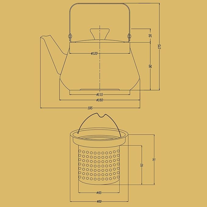 SANQIAHOME 1.3 Quart stainless steel teapot with Infuser A modern, minimalist style