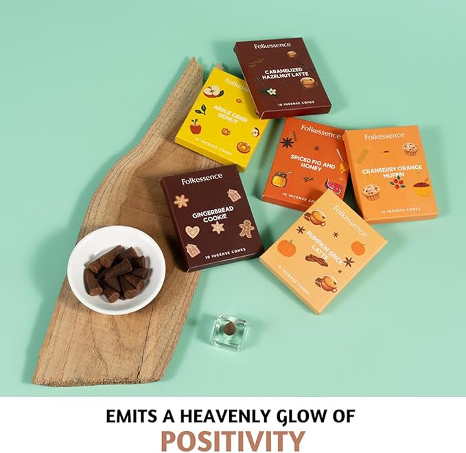 Folkulture Incense Cone Scented | Set of 6 (60) Fall Incense Cones for Relaxation | Pumpkin Spice Inscents or Gingerbread Fall Scents | Inscent Cone Variety Pack for Fall Essentials