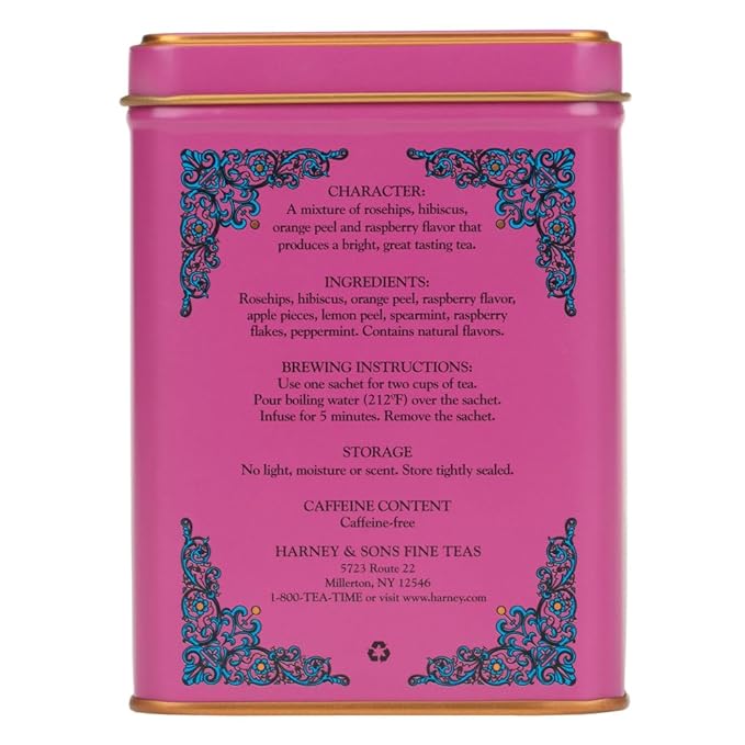 Harney & Sons Raspberry Tea, Great Present Idea, Herbal Tea, 20 sachet tin, HT Tea Blend - Bloomnest