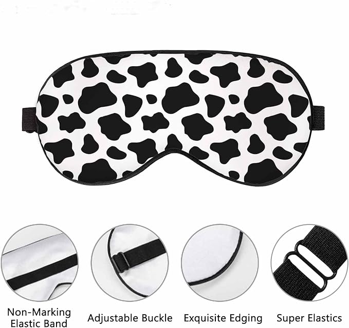 Black White Cow Sleep Eye Mask Skin Fur Spotted Men Women Sleep Mask with Adjustable Strap Eye Cover Eye Shade for Travel, Nap,Meditation - Bloomnest