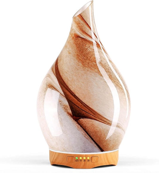 Porseme 280ml Essential Oil Diffuser Glass Color Changing Aroma Air Diffusers Aromatherapy Ultrasonic Cool Mist Humidifier 7 Running Hours Waterless Auto-Off for Sleeping, Yoga, Office, Spa (Desert) - Bloomnest