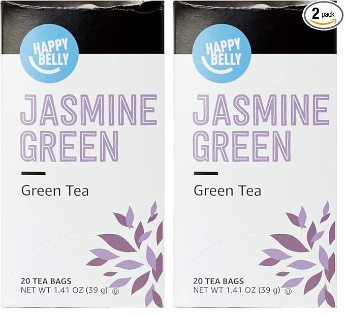 Amazon Brand, Happy Belly Jasmine Green Tea Bags, 20 Count (Pack of 2) - Bloomnest