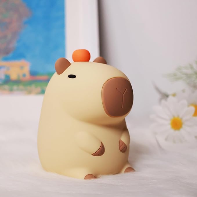 Attivolife Capybara Night Light, Cute Animal Silicone Nightlight with Dimmable & Timer, Portable Rechargeable LED Touch Lamp, Bedroom Table Decor Birthday Present for Boy Girl - Bloomnest