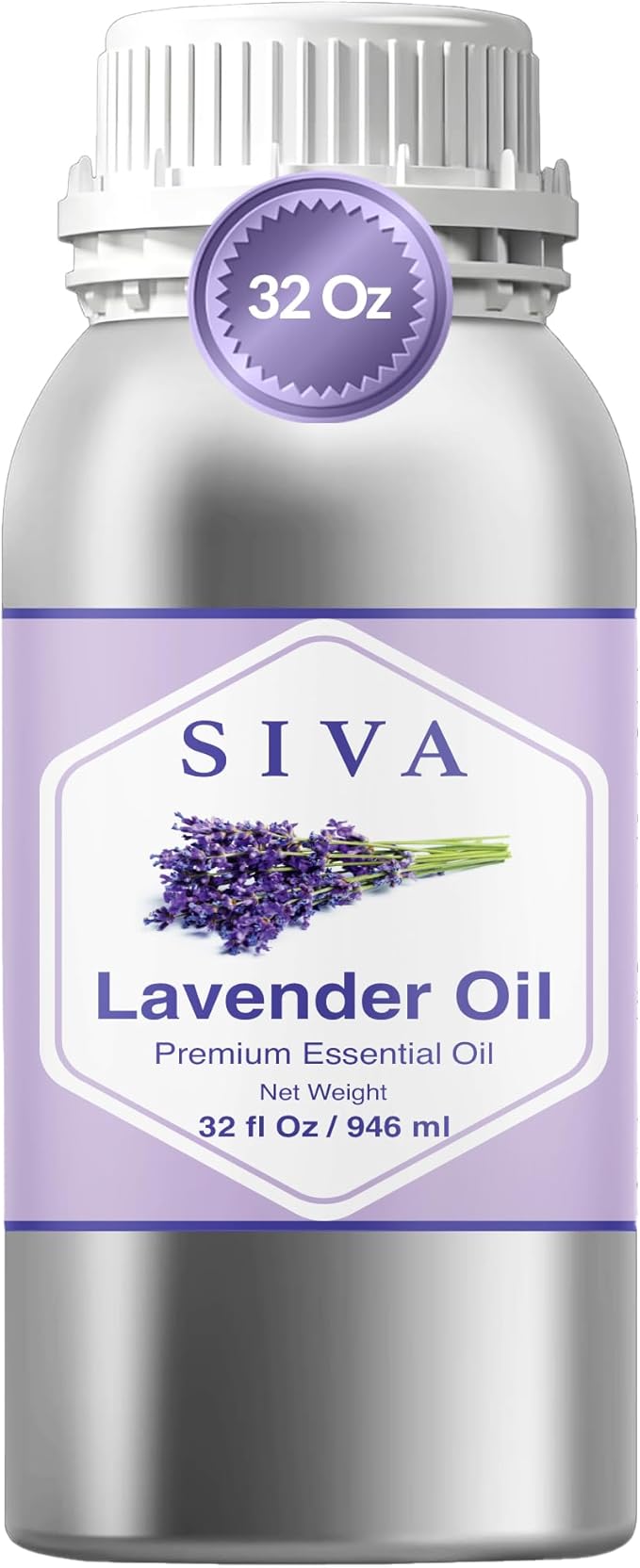 Siva Lavender Essential Oil – 32 Fl Oz – 100% Natural Lavender Oil - for Diffuser, Hair Care, Face, Skin Care, Aromatherapy, Scalp and Body Massage, Soap and Candle Making SIVAOrganics
