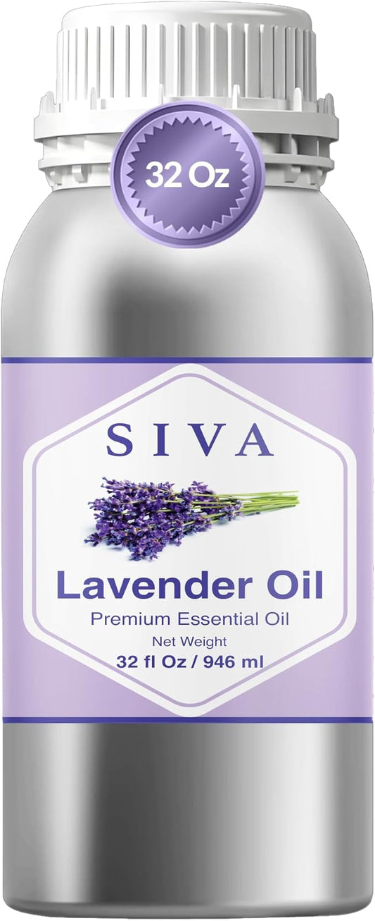 Siva Lavender Essential Oil – 32 Fl Oz – 100% Natural Lavender Oil - for Diffuser, Hair Care, Face, Skin Care, Aromatherapy, Scalp and Body Massage, Soap and Candle Making SIVAOrganics