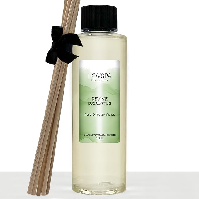 LOVSPA Revive Eucalyptus Diffuser Oil - Luxury Essential Oils for Diffuser Refill & Air Freshener Room Spray - Long-Lasting & Natural Home Fragrance, Scented Oil for Diffusers, USA Made, 4oz - Bloomnest