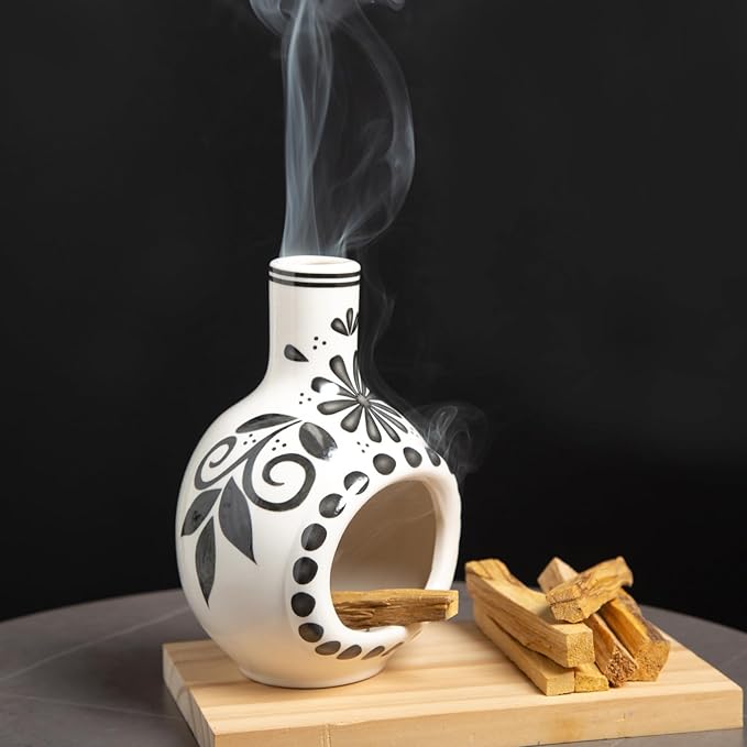 Handcrafted Palo Santo Holder Ceramic Incense Burner - Compact Size for Meditation Space - Burn Palo Santo Sticks and Cones Safely - Sage Aromatherapy Decor - Bloomnest