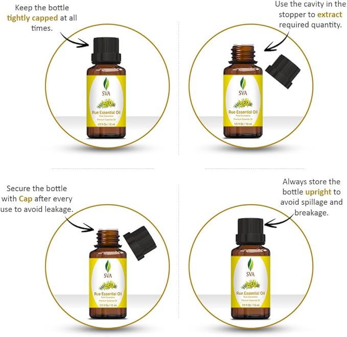 SVA Rue Essential Oil – 1/3 Fl Oz – 100% Natural Rue Oil - for Diffuser, Hair Care, Face, Skin Care, Aromatherapy, Scalp and Body Massage, Soap and Candle Making - Bloomnest