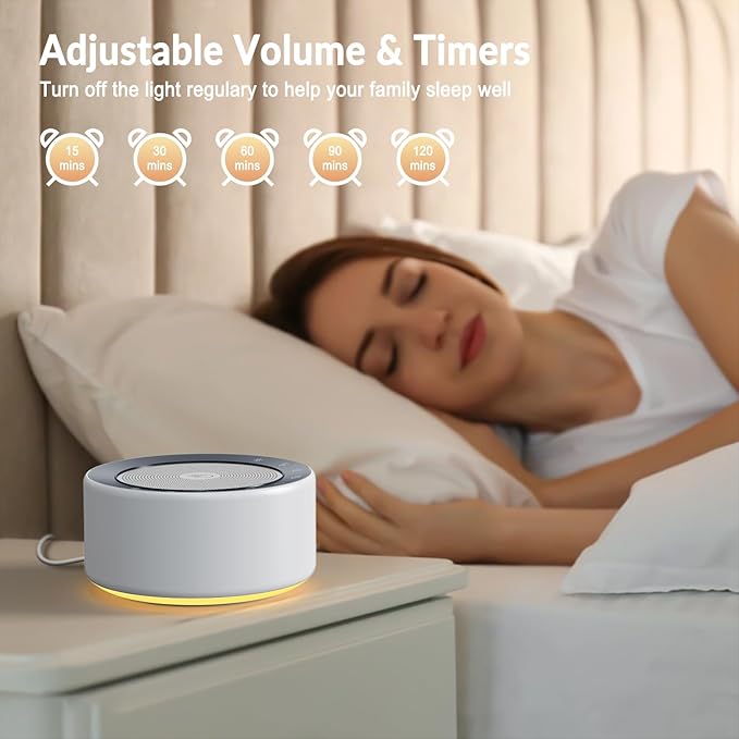Nursery Lamp with Sound Machine, Mood Lighting, 7 Colors Night Light, 30 Soothing Sounds, White Noises for Baby, Adults. Timer, Plug in, Memory Function, Touch Control - Bloomnest