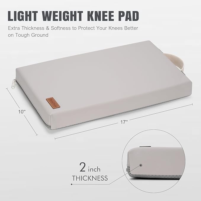 HappyPicnic Waterproof Garden Kneeling Pad - 2" Thick Soft Foam Kneeling Mat for Gardeners with Handle & Removable Cover, Knee Support for Bathing, Grey - Bloomnest