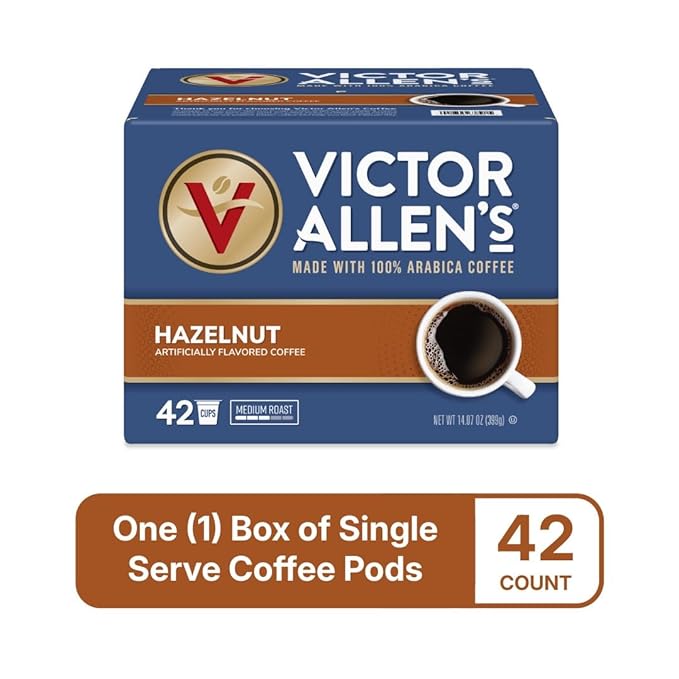 Victor Allen's Coffee Hazelnut Flavored, Medium Roast, 42 Count, Single Serve Coffee Pods for Keurig K-Cup Brewers - Bloomnest