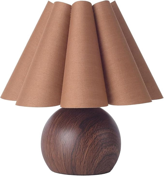 KUNJOULAM Cute Small Table Lamp, Modern Bedside Nightstand Lamp with Coffee Fabric Lampshade, Metal Base for Bedroom Home Office Decor (Without Buld) - Bloomnest