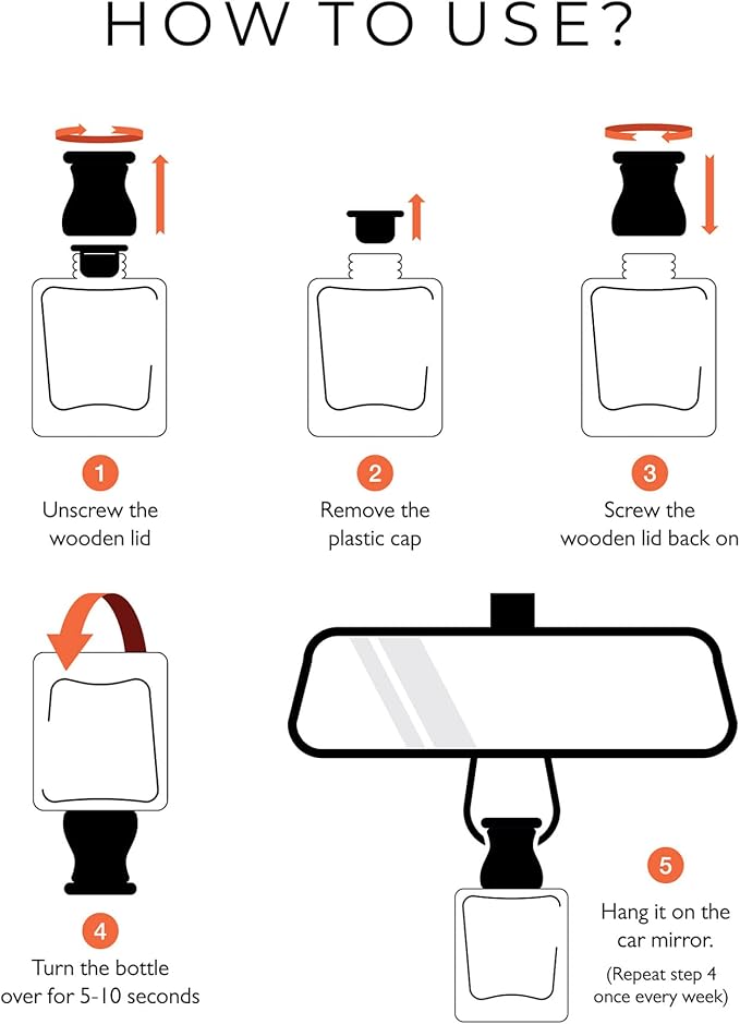 Evair Combo Pack of Car Air Freshener with Essential Oils Fragrances Black Amber, Ocean Rush & English Rose in Glass Bottle with Wooden Diffuser Lid | Each 10 ml- Pack of 3 Evair
