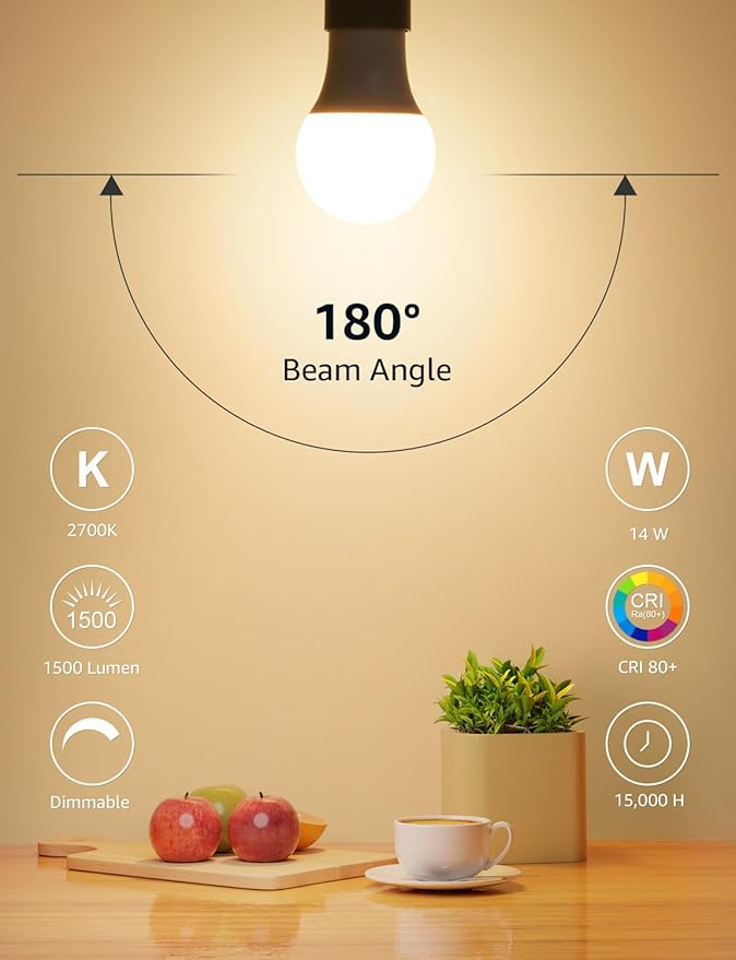 Lepro Dimmable LED Light Bulbs 100 Watt Equivalent, 14W 1500LM Soft Warm White 2700K, A19 E26 Standard Medium Base, UL FCC Listed, 15000 Hour Lifetime, 6 Packs - Bloomnest