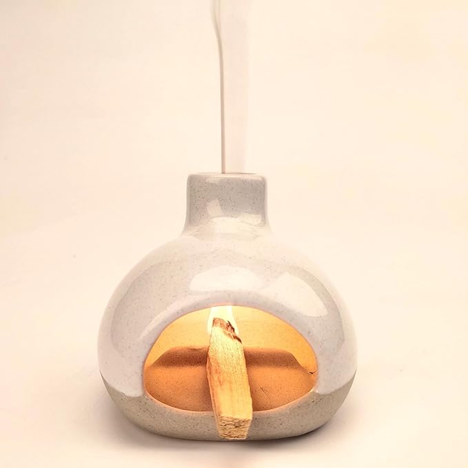 Palo Santo Holder-Mini Chimenea Incense Burner for Wood Sticks, Sage, Cones, Palo Santo Burner for Yoga Meditation Room Home Decor (Sand) GRAMSTORMAX