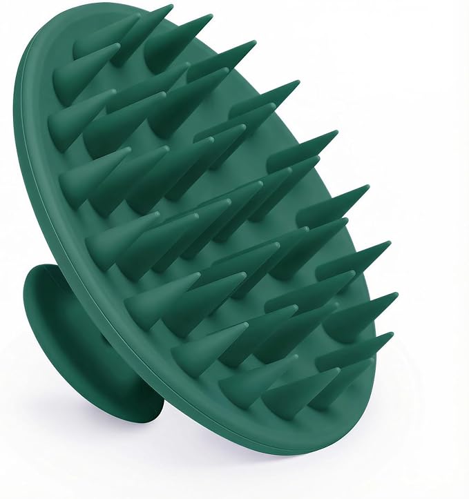 Meartchy Silicone Scalp Massager Shampoo Brush, Scalp Brush for Hair Growth & Dandruff Removal, Hair Scrubber Scalp Stimulator Exfoliator Brush with Soft Bristles for Wet Dry Scalp Care (Dark Green) Meartchy