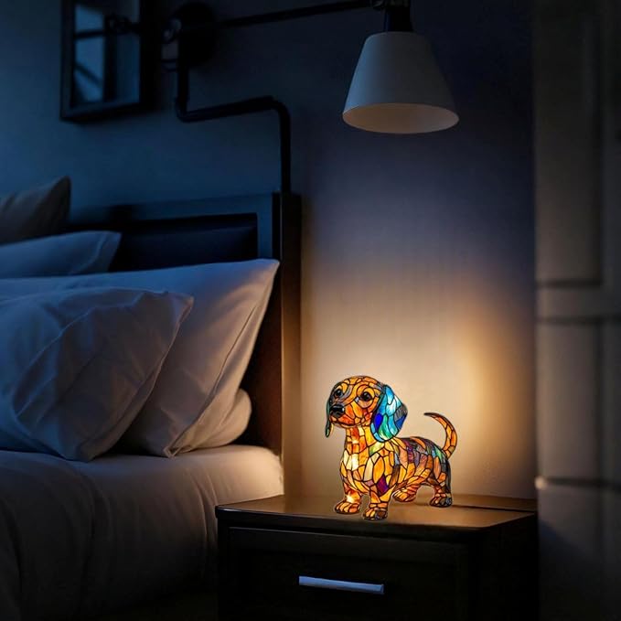 Dog lamp, Dachshund Lights, Cute Pet Resin Dog Desktop Night Lights, Vintage LED Table Lamps Home Decor, Animal Series Art Night Lights for Christmas Birthday（Dachshund） - Bloomnest