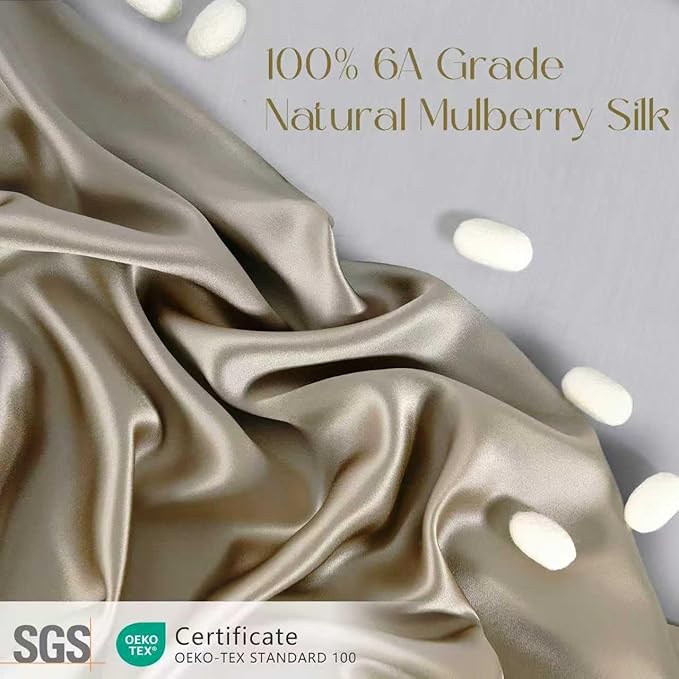 ZIMASILK 100% Pure Mulberry Silk Pillow Cases for Hair and Skin, Soft, Hypoallergenic & Smooth, Both Sides Grade 6A Silk, with Hidden Zipper, Gift for Women Men,1pc(Throw 18''x18'',Taupe) - Bloomnest
