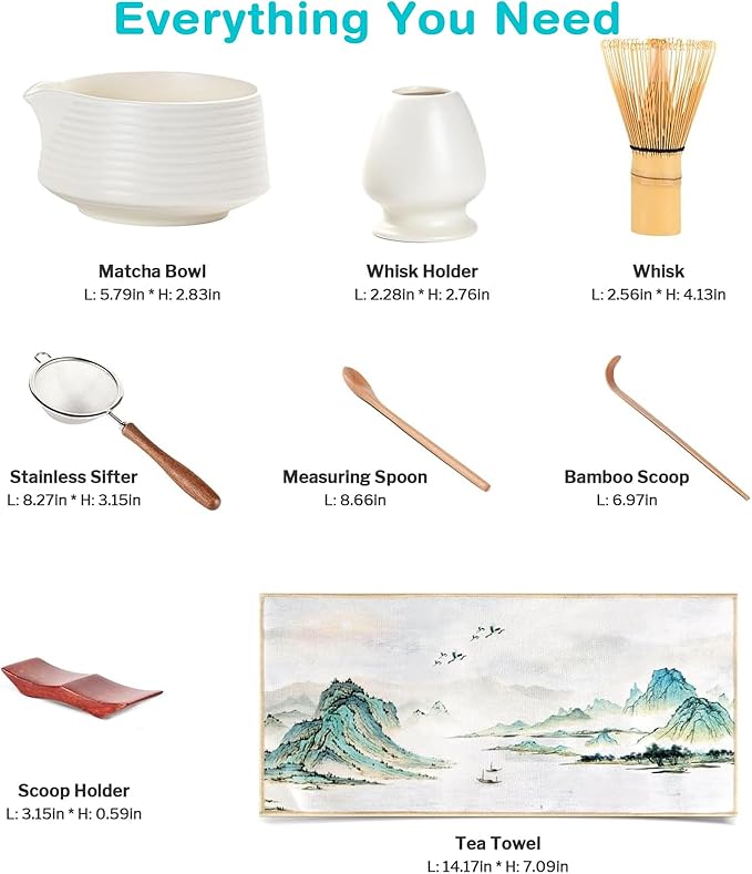 Premium Matcha Ceremony Set – Complete 9-Pcs Ritual Kit – Presented in Luxury Magnetic Gift Box, Perfect for Gifting or Self-Care (White) - Bloomnest