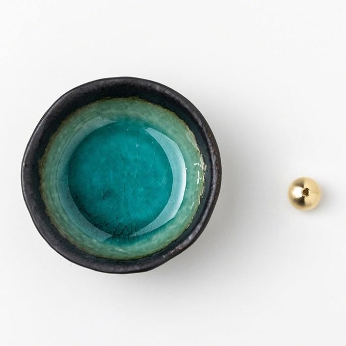 Asayu Japan Traditional Smoke Gift Set with Incense Holder and Brass Stand, Patchouli Incense Sticks with Mini Aquamarine