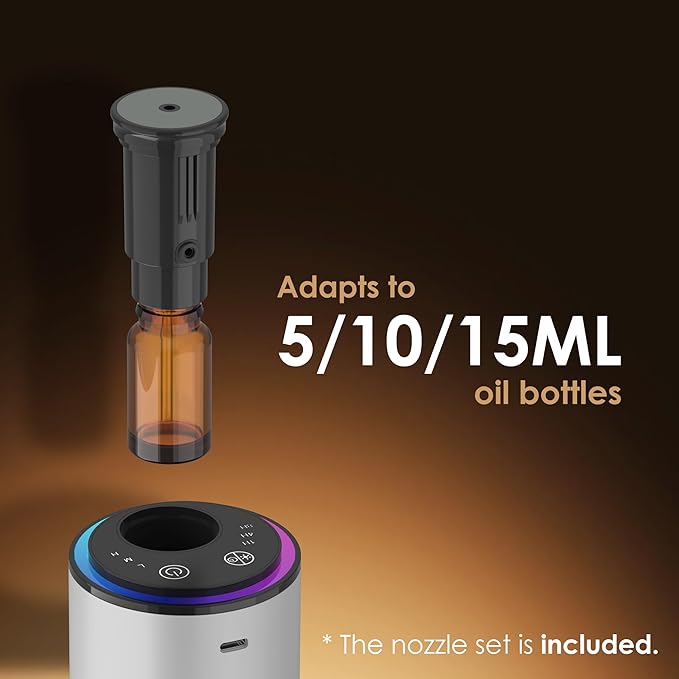 Waterless Essential Oil Diffuser, Portable Aromatherapy Diffuser,3 Countdown Timers & 3 Mist Levels for Home, Room, Car, Office - Bloomnest
