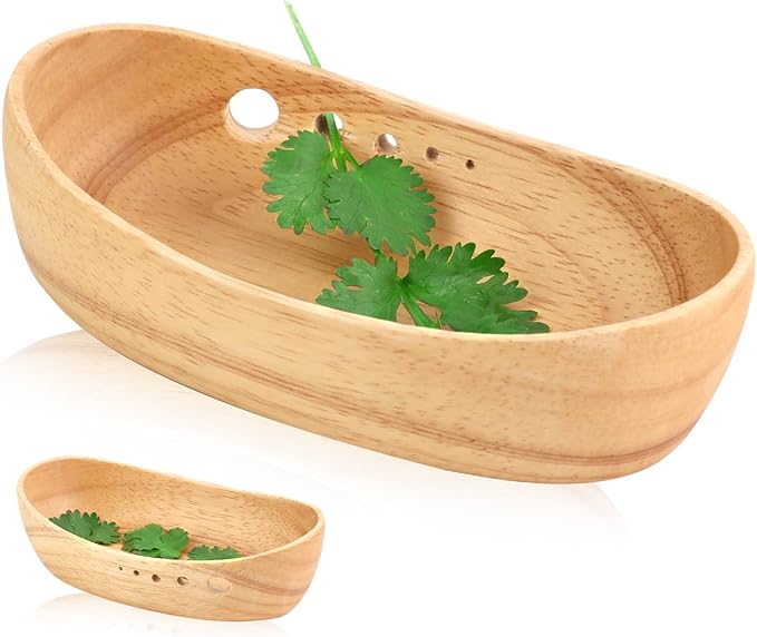 Wooden Herb Stripper Bowl Handmade Herb Stripper Tool with 5 Different Hole Sizes Efficient Herb Peeling Cup Herb Leaf Peeler for Separating Leaves Kale Broccoli Thyme Basil Rosemary - Bloomnest