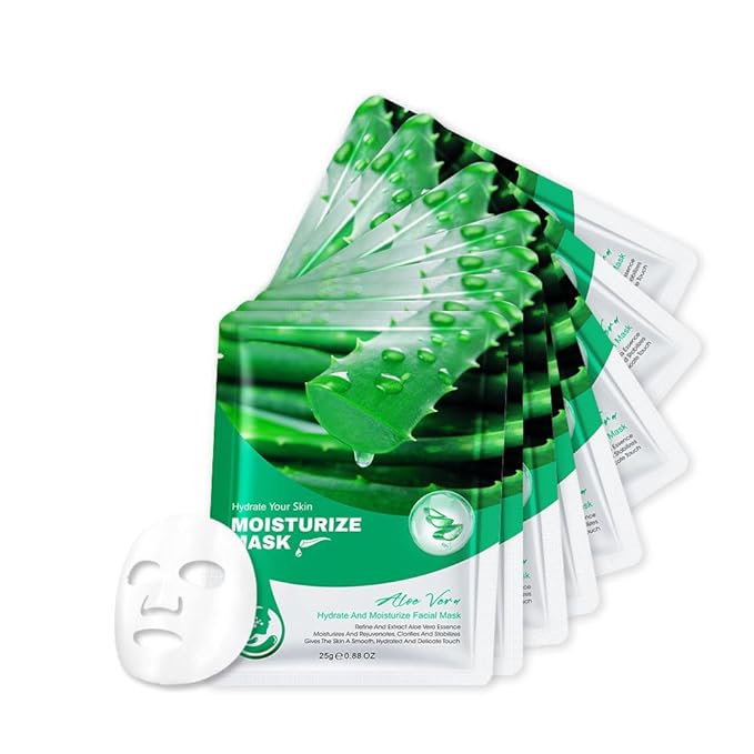 8 Pack Aloe Face Sheet Mask Skincare,Hydrating Face Mask For Sensitive Skin,Moisturize,Soothing,Nourish for All Skin Types,Natural Spa Party Facial Mask Skincare Set for Women Men Girls - Bloomnest