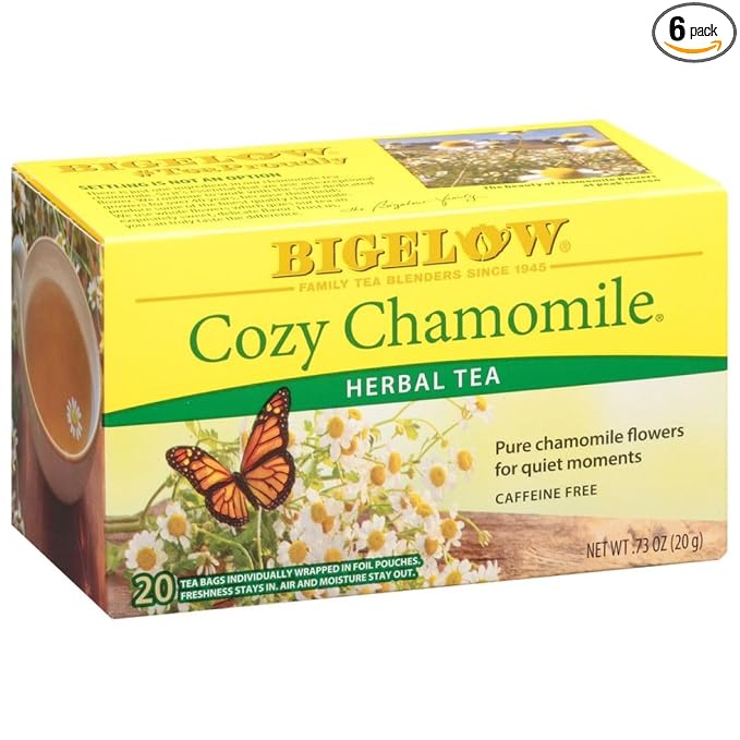 Bigelow Tea Cozy Chamomile Herbal Tea, Caffeine Free Tea with Chamomile Flowers, 20 Count Box (Pack of 6), 120 Total Tea Bags - Bloomnest